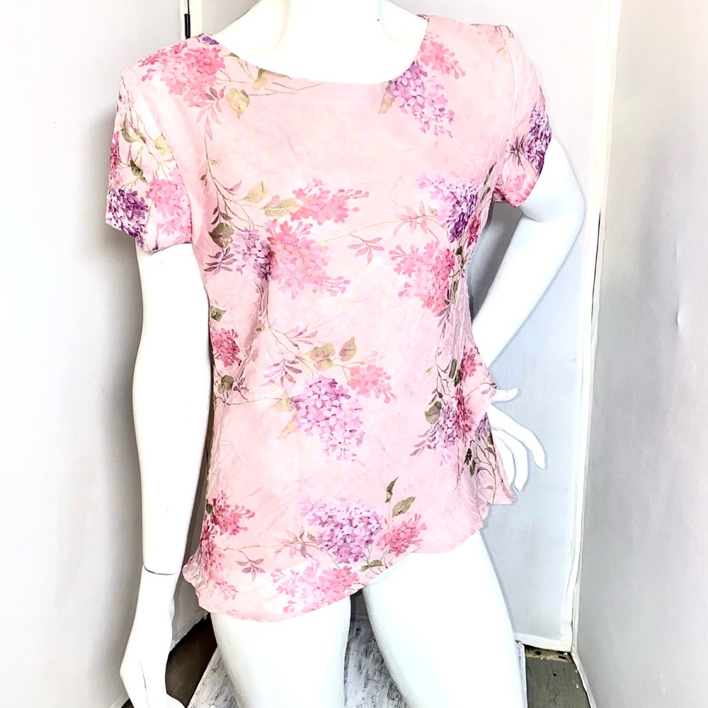 Women's Pink Floral Short-Sleeve Blouse NWOT